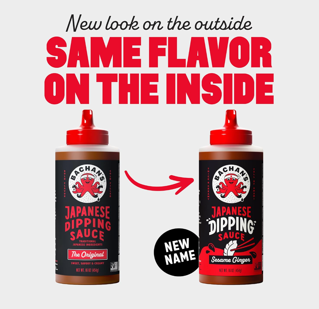 Bachan's Japanese Dipping Sauce - Sesame Ginger, 16 Oz Bottle, Cold-Filled, Non GMO, No Preservatives, No Nut, Non Dairy, Vegan and BPA free. Dipping Sauce for Wings
