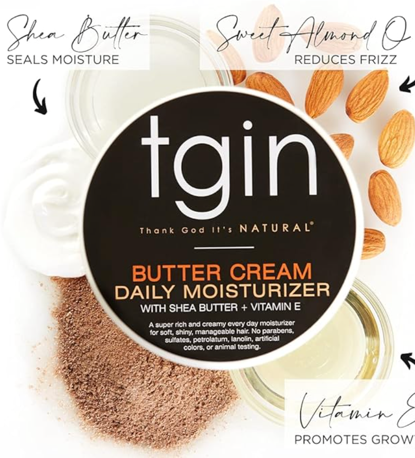 tgin Butter Cream Daily Moisturizer - Curly Hair Products With Deep Hydration for Soft, Defined Curls - Hair Products for Twist Out Styling