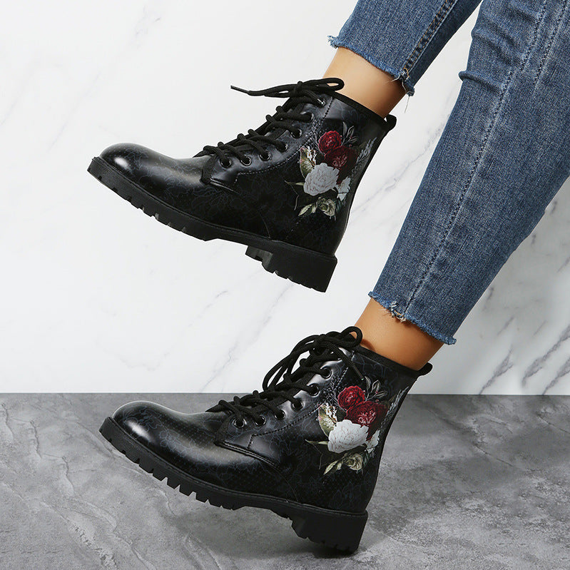 Workwear Boots Large Print Women's High Top Pattern Martin Boots Women