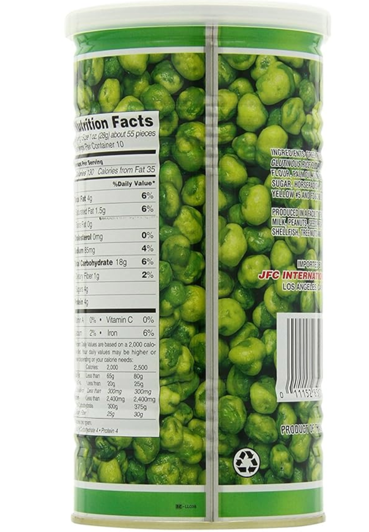 Hapi Hot Wasabi Peas, 9.9 Ounce Tins (Pack of 4)