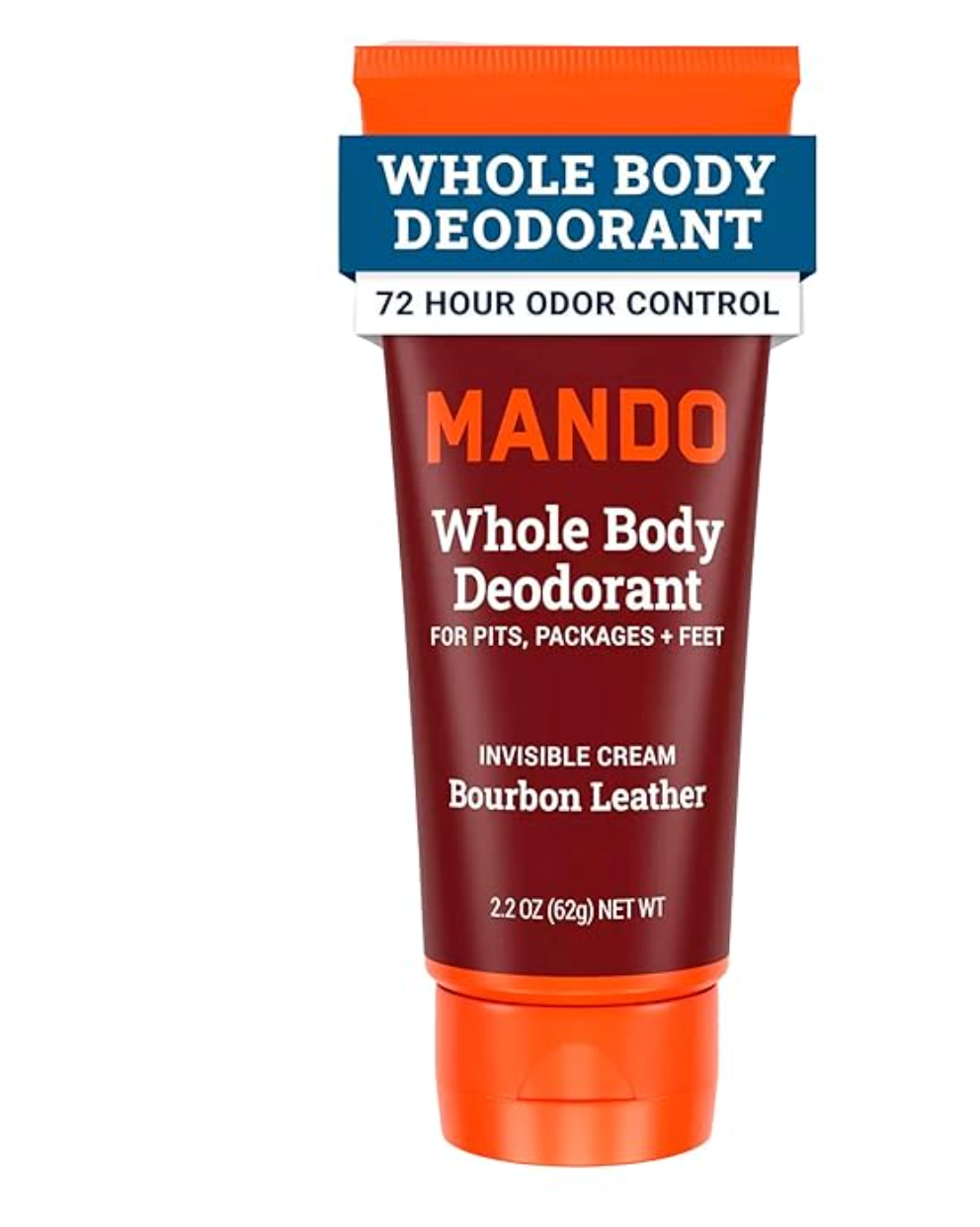 Mando Whole Body Deodorant - Men's Aluminum-Free Invisible Cream Deodorant - Bourbon Leather - 2.2oz