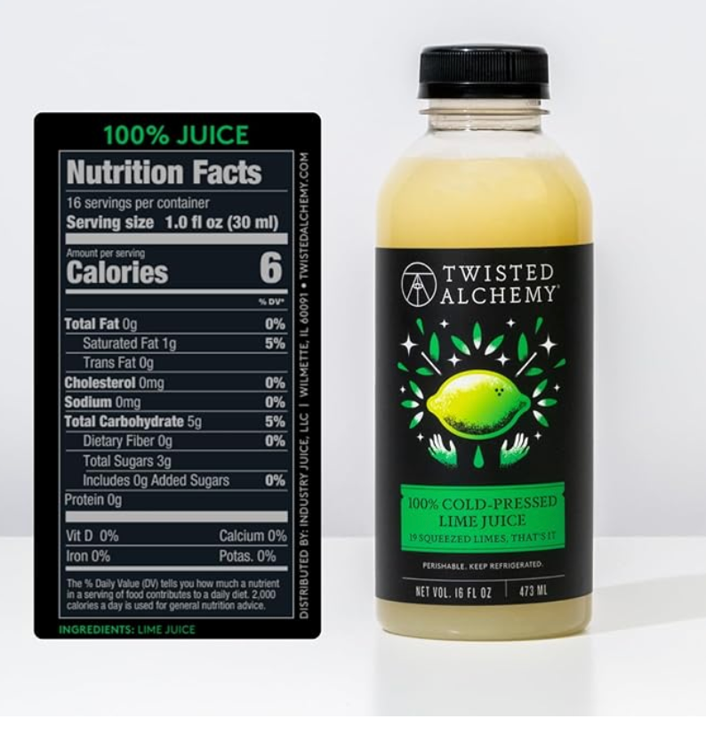 Twisted Alchemy Cold Pressed Persian Lime Juice – Hand Squeezed, All Natural, Non-GMO, No Sugar Added, Preservative Free – 16 oz