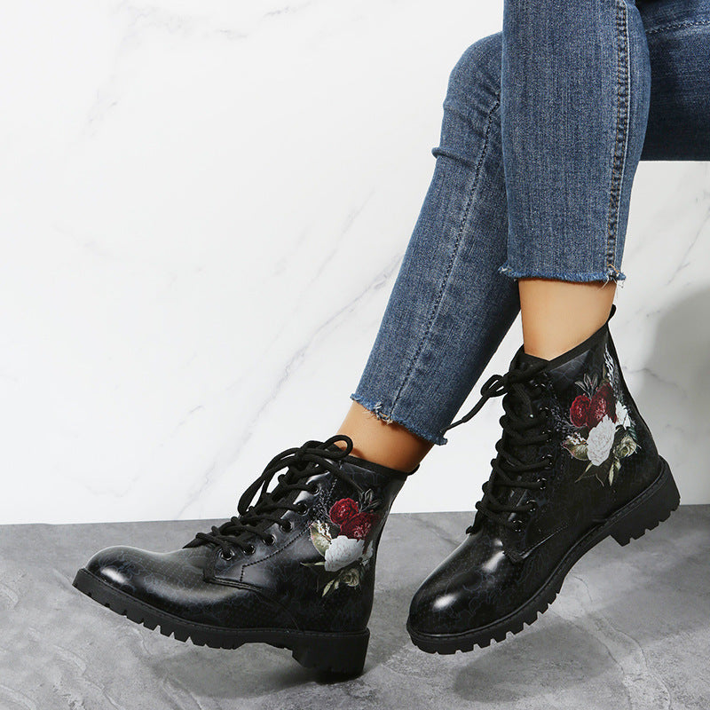 Workwear Boots Large Print Women's High Top Pattern Martin Boots Women