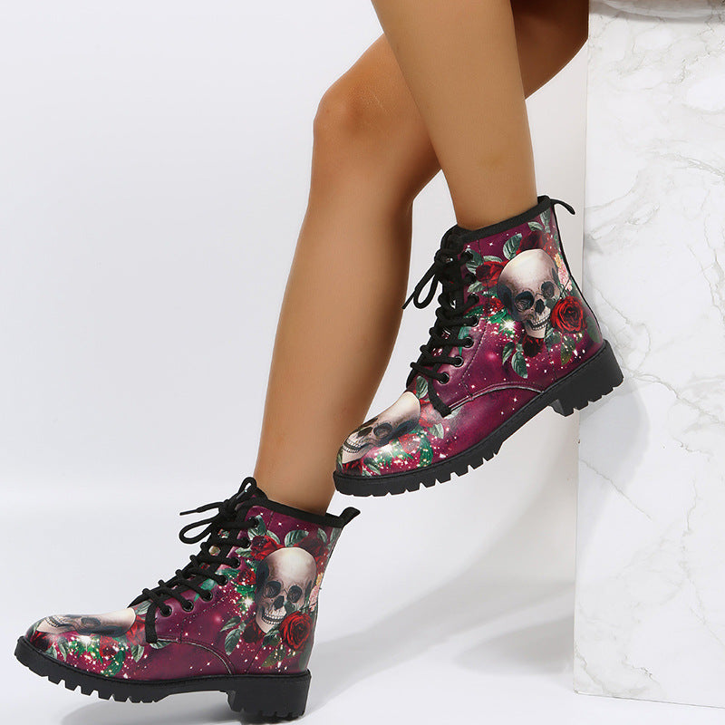 Workwear Boots Large Print Women's High Top Pattern Martin Boots Women
